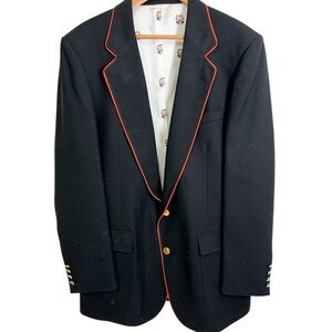 Vtg Princeton Worsted Wool Blazer Tiger Lining ?1991 Matching Suspenders 46L